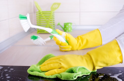 Professional carpet cleaning equipment in a central London property