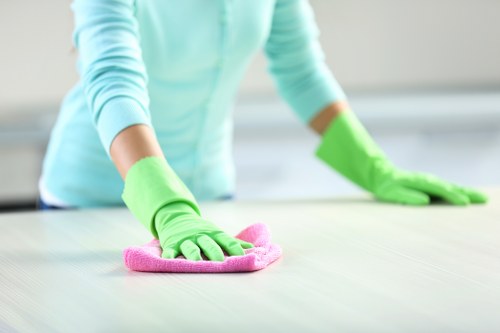 Domestic cleaning in a modern EC2 flat with careful attention to detail
